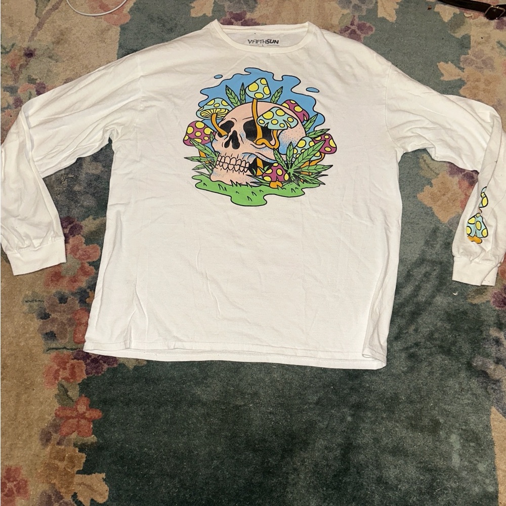 Fifthsun long sleeve white shirt with skull designs size large in men